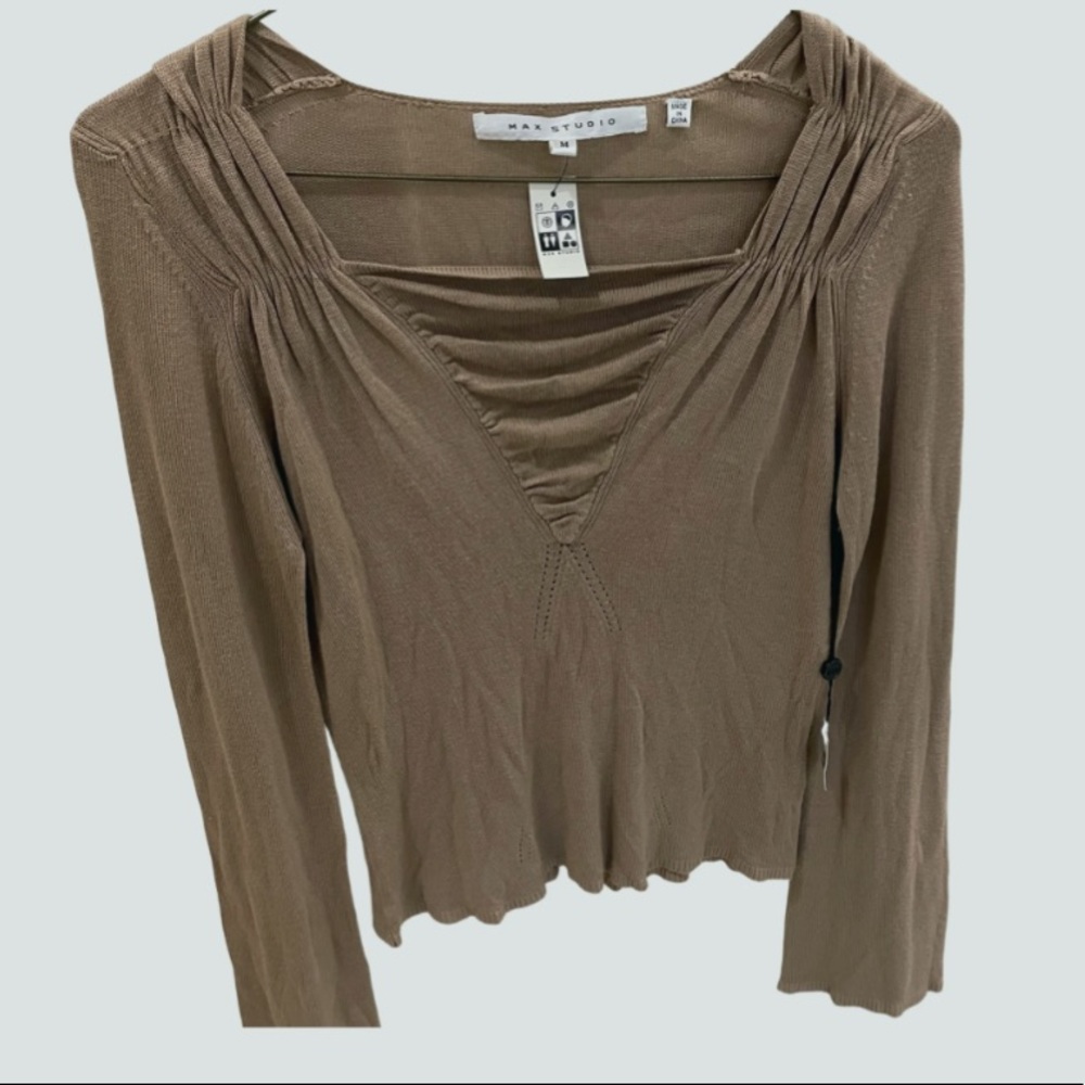 Max Studio Ruched-Detail Crepe Blouse